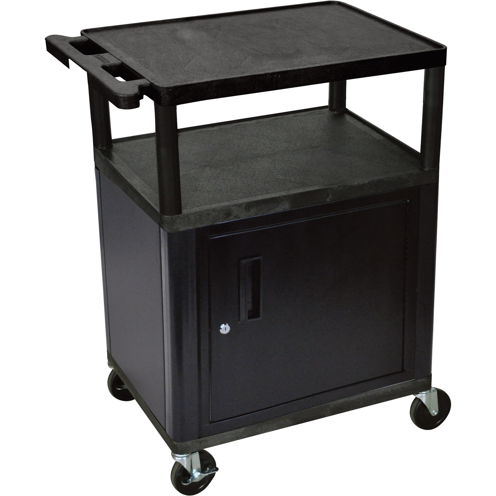 Luxor Utility Cart with Locking Steel Cabinet, 400-Lb. Capacity, 34in.H, Black/Gray, Model# LP34C-B